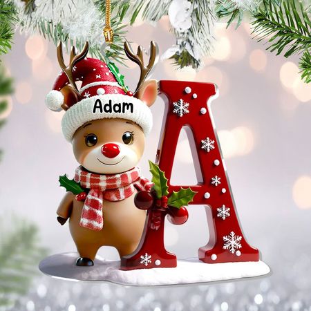 Christmas Reindeer Alphabet - Personalized 1-Layer Acrylic Ornament